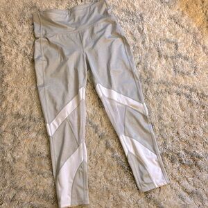 Gray and white leggings
